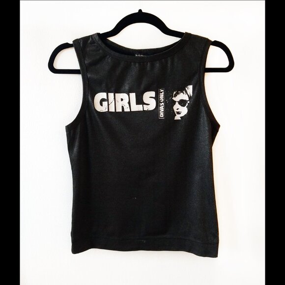 Vintage 90's Le Chateau "Girls" Tank Top with Metallic Sheen, Women's M - Picture 1 of 5